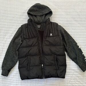 Hurley Kids Black and Gray Puffer Jacket